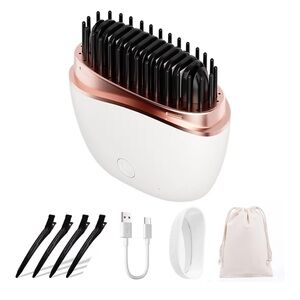 Compact Hair Straightening Brush with Accessories